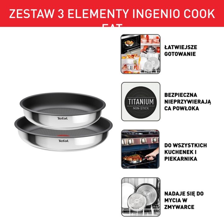 Set di 2 padelle antiaderenti TEFAL Ingenio Cook Eat L8813S75