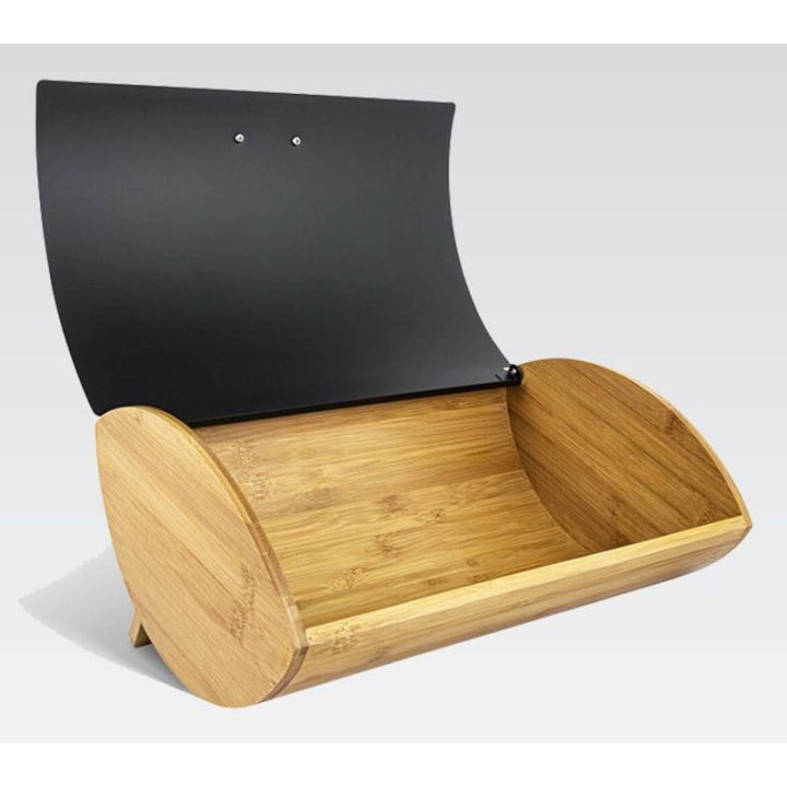 Maestro MR-1775-BLACK bread box Other Black Wood Bamboo Metal
