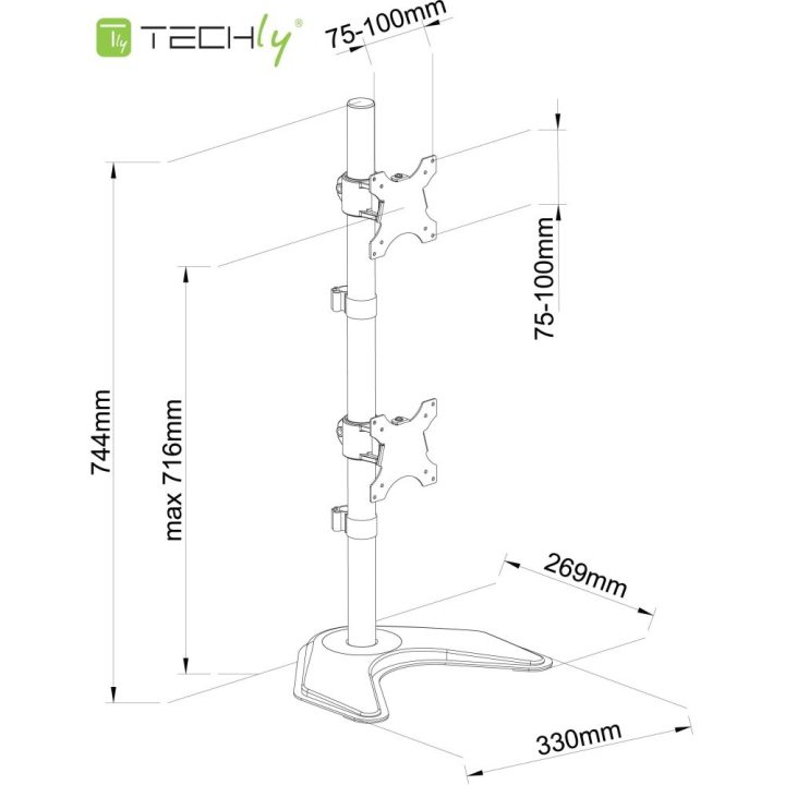 Techly ICA-LCD 2520V supporto / staffa monitor 68.6 cm (27 ) scrivania nero