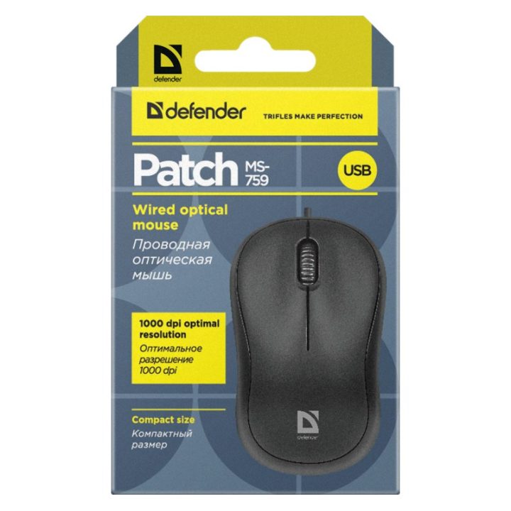 Defender MOUSE PATCH MS-759 NERO OTTICO 1000dpi 3P