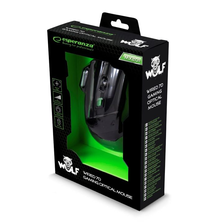 Esperanza EGM201G mouse USB Type-A ottico 2400 DPI destrimano