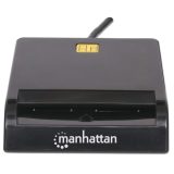Manhattan USB-A Contact Smart Card Reader 12 Mbps Friction type compatible External Windows or Mac Cable 105cm Black Three Year