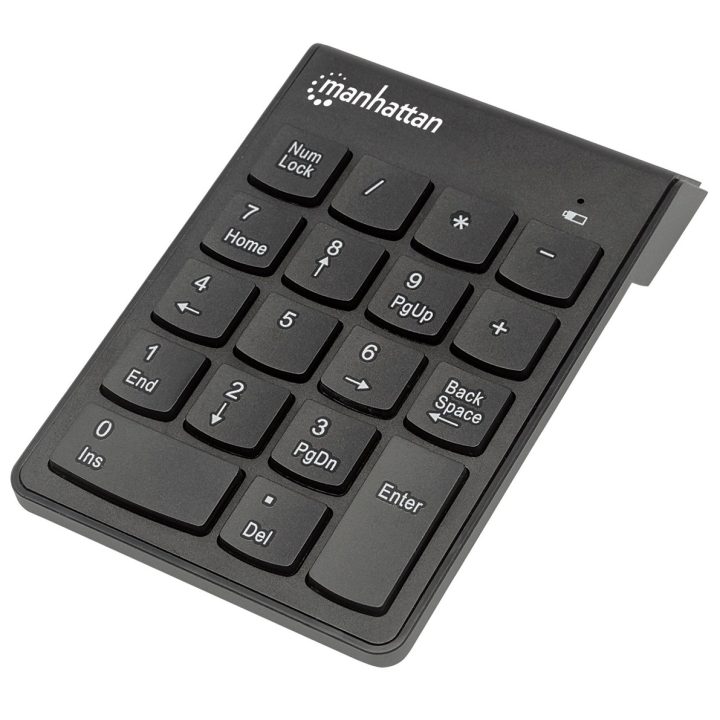 Manhattan Numeric Keypad Wireless (2.4GHz) USB-A Micro Receiver 18 Full Size Keys Black Membrane Key Switches Auto Power Managem