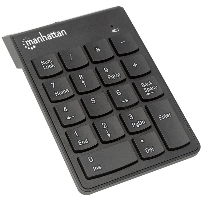 Manhattan Numeric Keypad Wireless (2.4GHz) USB-A Micro Receiver 18 Full Size Keys Black Membrane Key Switches Auto Power Managem