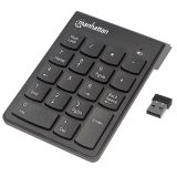 Manhattan Numeric Keypad Wireless (2.4GHz) USB-A Micro Receiver 18 Full Size Keys Black Membrane Key Switches Auto Power Managem
