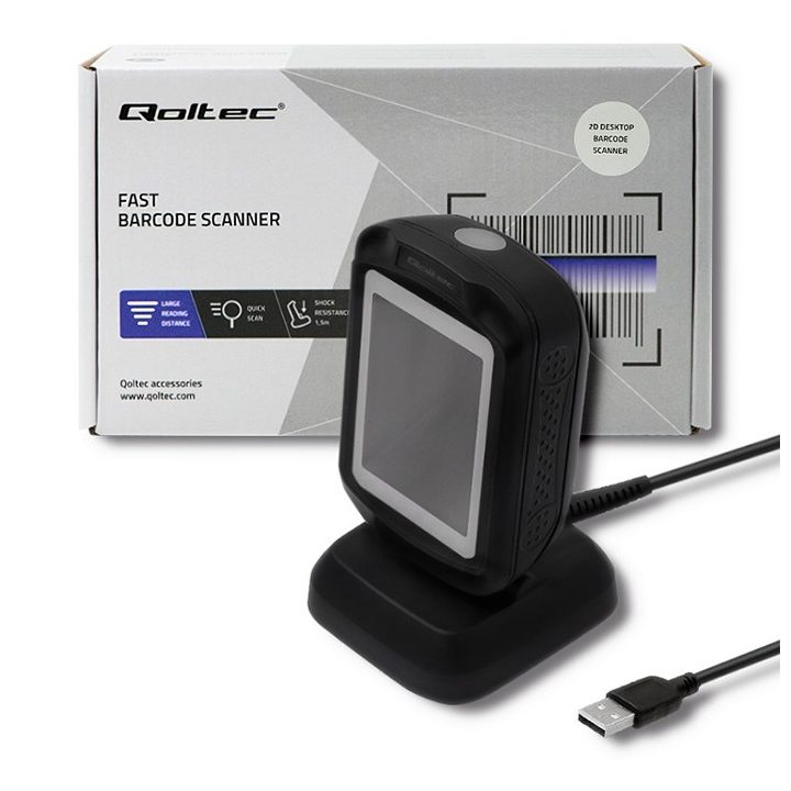 Qoltec 50864 Scanner QR & codici a barre da tavolo | USB