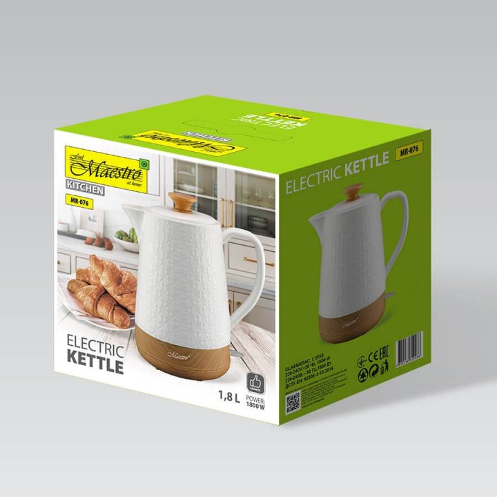 Maestro MR-076 electric kettle 1.8 L 1800 W White Wood