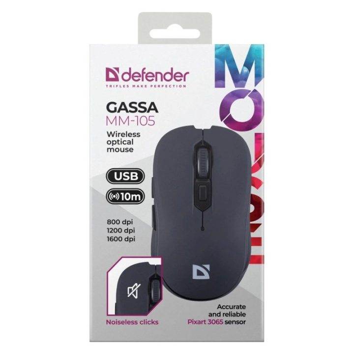MOUSE DEFENDER GASSA MM-105 RF SILENZIOSO NERO