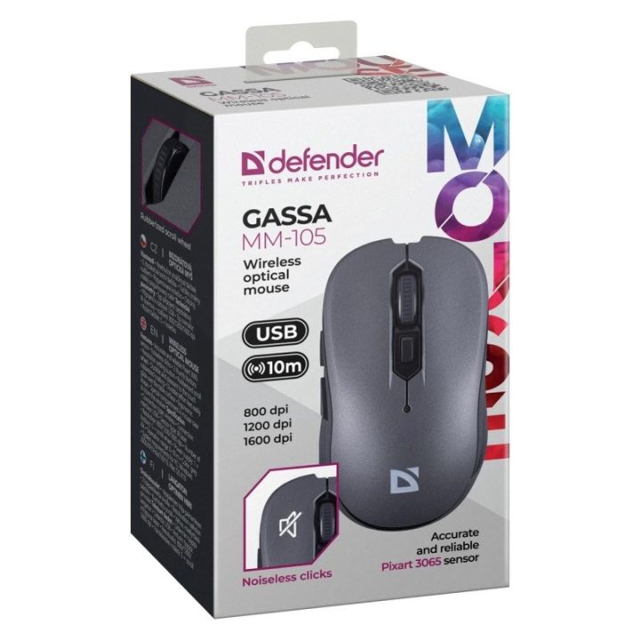 MOUSE DEFENDER GASSA MM-105 RF SILENT GRIGIO