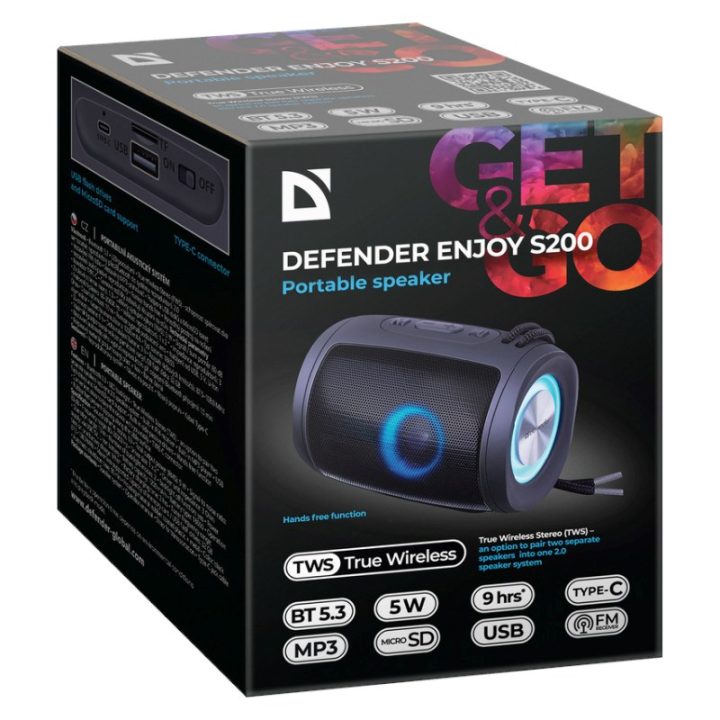 ALTOPARLANTE BLUETOOTH DEFENDER S200 5W NERO