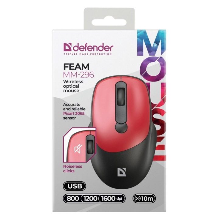MOUSE DEFENDER FEAM MM-296 RF SILENT ROSSO