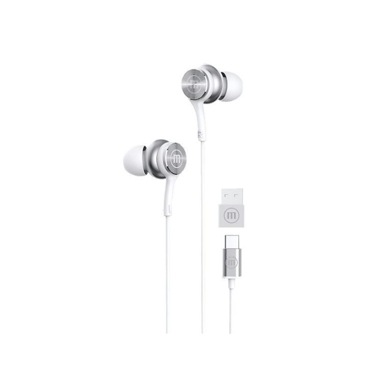 Cuffie con filo Maxell XC1 USB-C con adattatore USB-A bianche