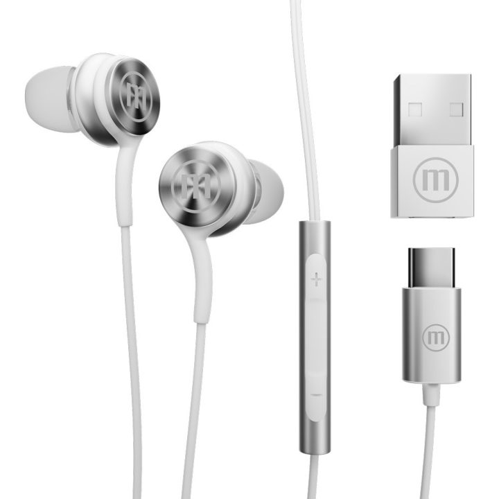 Cuffie con filo Maxell XC1 USB-C con adattatore USB-A bianche