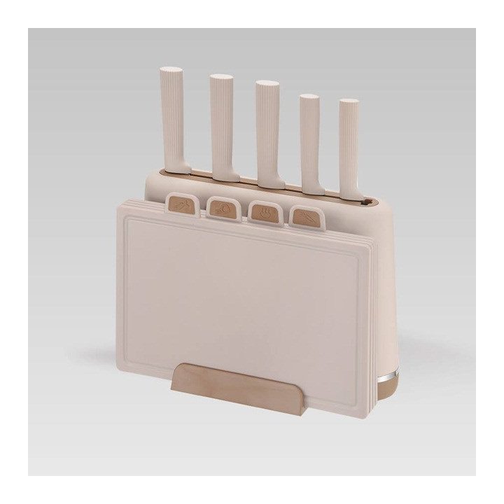 Maestro MR-1412-BEIGE Knife set with block + Cutting board set Beige
