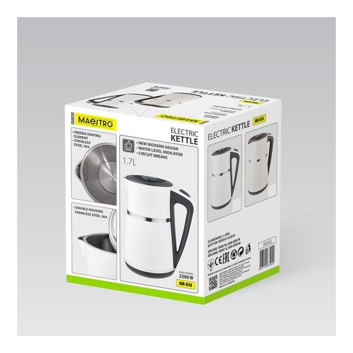 Maestro MR-030-White Electric Kettle 1.7 L 2200 W