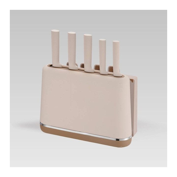 Maestro MR-1412-BEIGE Knife set with block + Cutting board set Beige