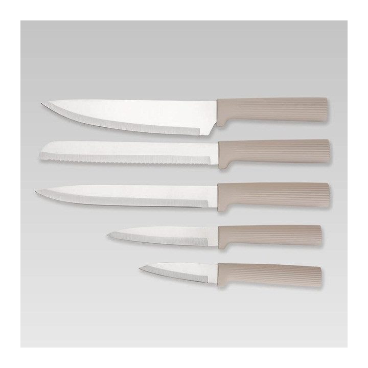 Maestro MR-1412-BEIGE Knife set with block + Cutting board set Beige