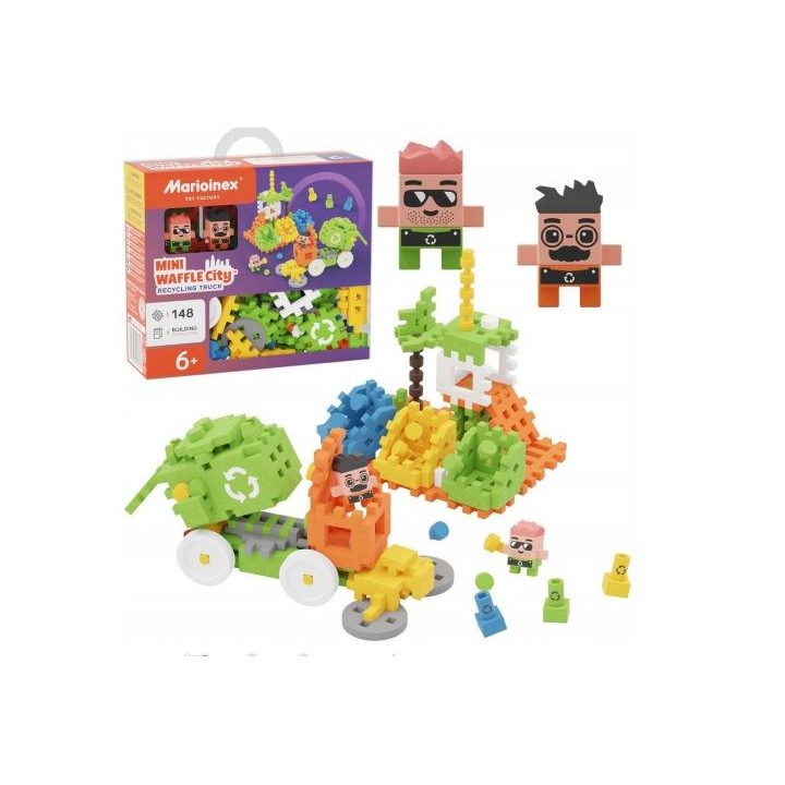 Marioinex Mini Waffle Building Blocks – City: Refuse Collection Truck 148 pieces