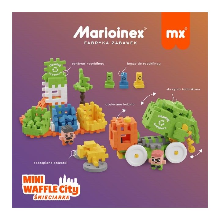 Marioinex Mini Waffle Building Blocks – City: Refuse Collection Truck 148 pieces