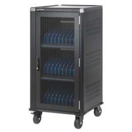 Manhattan Laptop Charging Cabinet Trolley/Cart via USB-C 65W 16 30-bay Suitable for USB-C laptops (to 16 ) iPads MacBooks Chrome