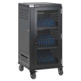 Manhattan Laptop Charging Cabinet Trolley/Cart via USB-C 65W 16 30-bay Suitable for USB-C laptops (to 16 ) iPads MacBooks Chrome