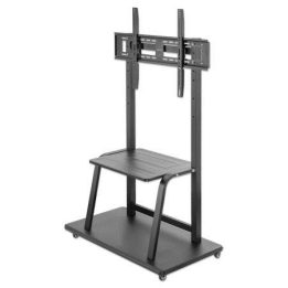 Manhattan TV & Monitor Mount Trolley Stand 1 screen Screen Sizes: 37-100 Black VESA 200x200 to 800x600mm Max 150kg Shelf and Bas