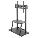 Manhattan TV & Monitor Mount Trolley Stand 1 screen Screen Sizes: 37-100 Black VESA 200x200 to 800x600mm Max 150kg Shelf and Bas