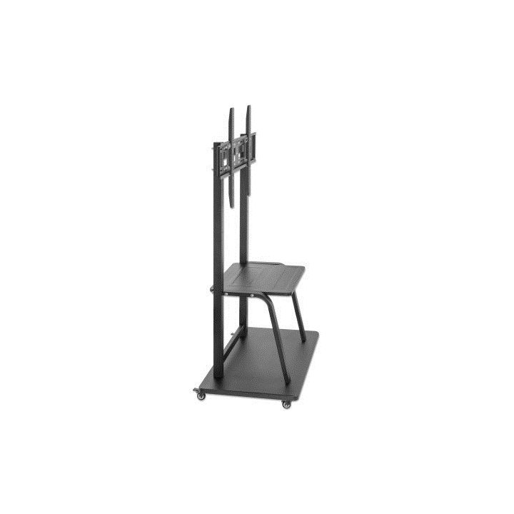 Manhattan TV & Monitor Mount Trolley Stand 1 screen Screen Sizes: 37-100 Black VESA 200x200 to 800x600mm Max 150kg Shelf and Bas