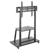 Manhattan TV & Monitor Mount Trolley Stand 1 screen Screen Sizes: 37-100 Black VESA 200x200 to 800x600mm Max 150kg Shelf and Bas