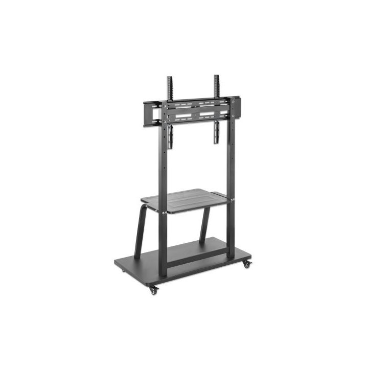 Manhattan TV & Monitor Mount Trolley Stand 1 screen Screen Sizes: 37-100 Black VESA 200x200 to 800x600mm Max 150kg Shelf and Bas