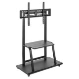 Manhattan TV & Monitor Mount Trolley Stand 1 screen Screen Sizes: 37-100 Black VESA 200x200 to 800x600mm Max 150kg Shelf and Bas