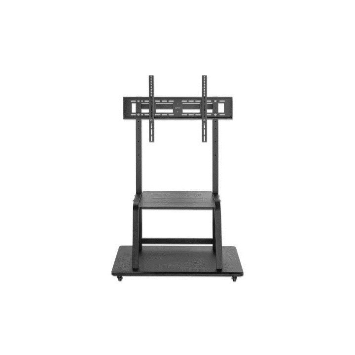Manhattan TV & Monitor Mount Trolley Stand 1 screen Screen Sizes: 37-100 Black VESA 200x200 to 800x600mm Max 150kg Shelf and Bas