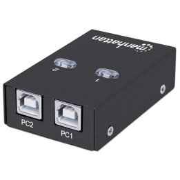 Manhattan USB-A Automatic Sharing Switch 2x USB-B Ports 480 Mbps (USB 2.0) Dual Control (Auto-Sensing or Manual) USB powered (no