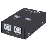 Manhattan USB-A Automatic Sharing Switch 2x USB-B Ports 480 Mbps (USB 2.0) Dual Control (Auto-Sensing or Manual) USB powered (no