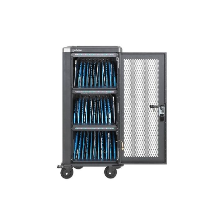 Manhattan iPad to 13 MacBook Air to 13 & Chromebook 14 30-bay Charging Trolley/Cart via USB-C (30W) Also other tablets/smartphon