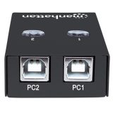 Manhattan USB-A Automatic Sharing Switch 2x USB-B Ports 480 Mbps (USB 2.0) Dual Control (Auto-Sensing or Manual) USB powered (no