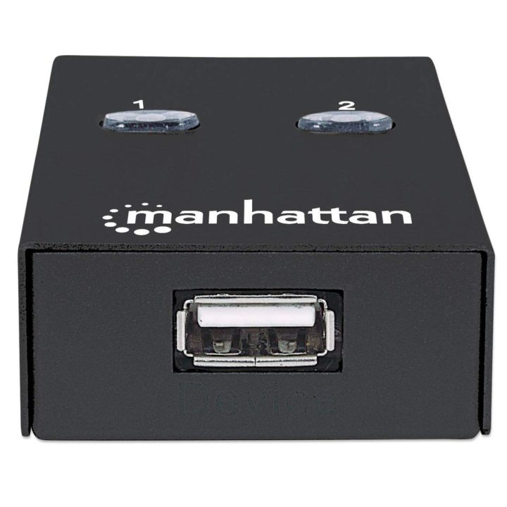 Manhattan USB-A Automatic Sharing Switch 2x USB-B Ports 480 Mbps (USB 2.0) Dual Control (Auto-Sensing or Manual) USB powered (no