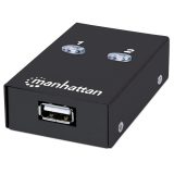 Manhattan USB-A Automatic Sharing Switch 2x USB-B Ports 480 Mbps (USB 2.0) Dual Control (Auto-Sensing or Manual) USB powered (no