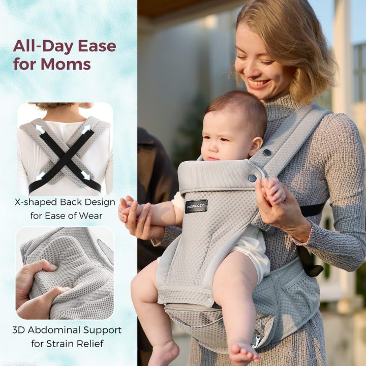 Momcozy Air Mesh Hip Seat Baby Carrier Grey