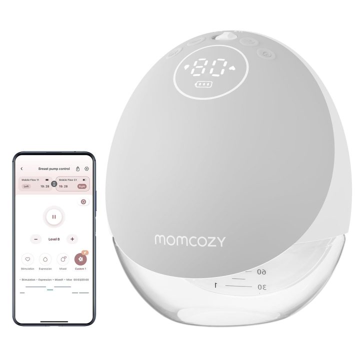 Momcozy M9 Breast pump with app control – Single set Gray