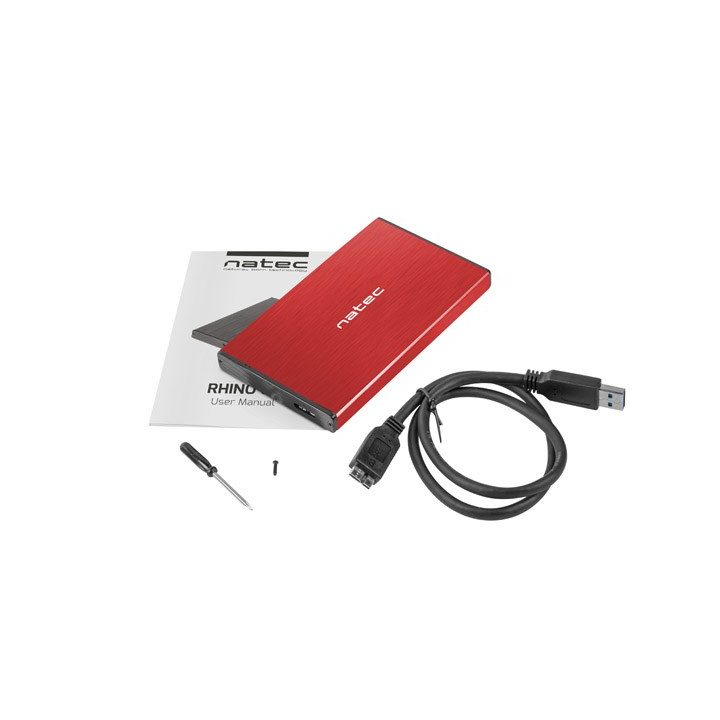 NATEC HDD ENCLOSURE RHINO GO (USB 3.0 2.5 RED)