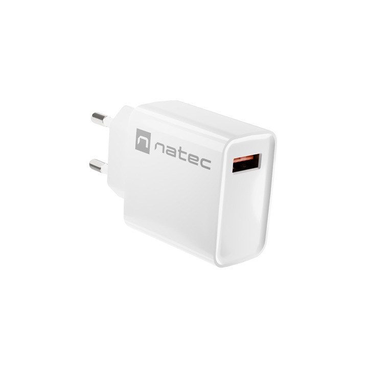NATEC NETWORK CHARGER RIBERA USB-A 18W WHITE