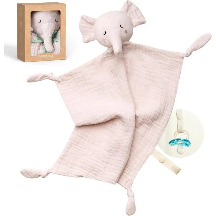 Momcozy cotton elephant comforter for babies pink