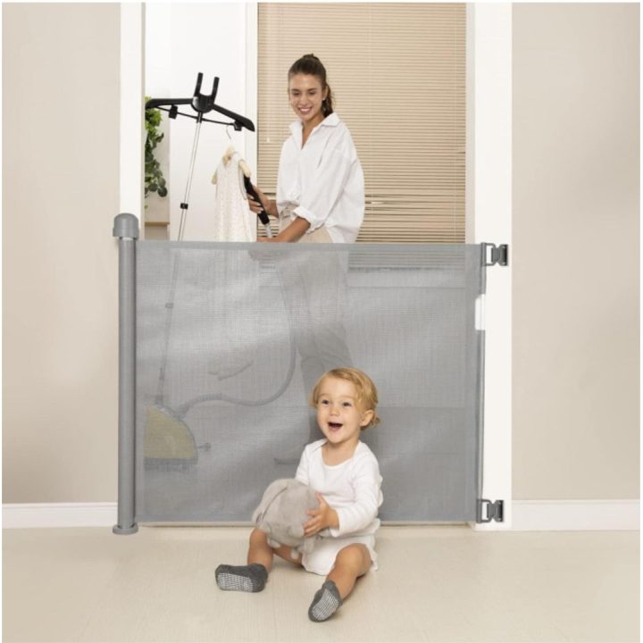 Retractable Safety Gate for Children MOMCOZY M21SSAM08 140 cm Grey