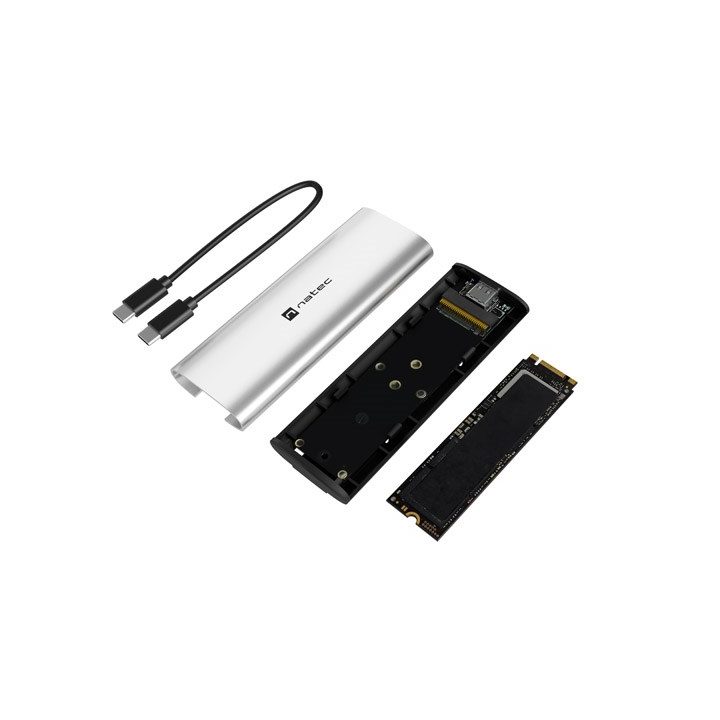 NATEC RHINO M.2 NVME LITE EXTERNAL SSD ENCLOSURE USB-C 3.2 GEN 2 ARCTIC SILVER
