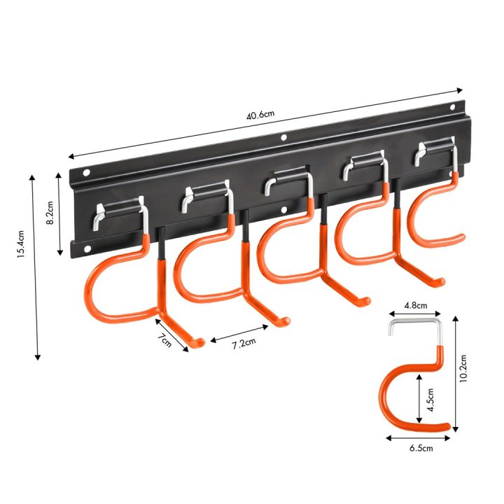 Maclean Wall-Mounted Garden Tool Organizer steel with hooks max. load 30 kg width 40 cm MC-193