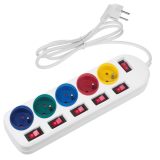 Maclean power strip 5 socket extension cable with switches 250VAC/10A 1.5m MCE204 M/W