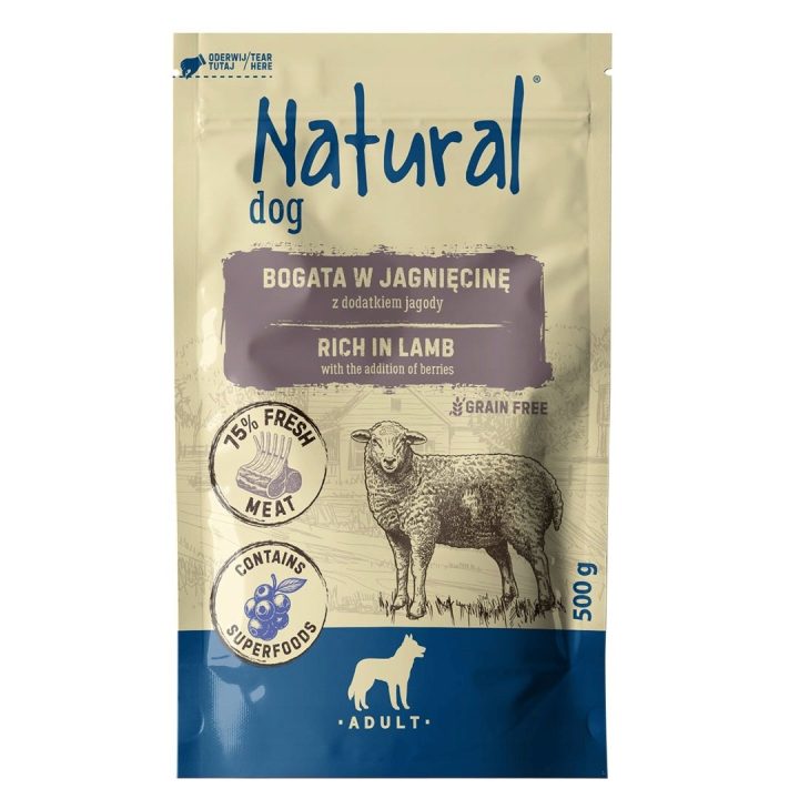 NATURAL Lamb with blueberries - wet dog food - 500g