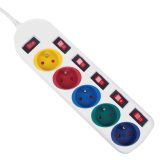 Maclean power strip 5 socket extension cable with switches 250VAC/10A 1.5m MCE204 M/W