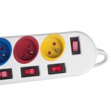 Maclean power strip 5 socket extension cable with switches 250VAC/10A 1.5m MCE204 M/W
